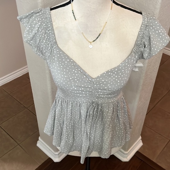 Japna green & white polka dot top Size XS - Picture 4 of 15